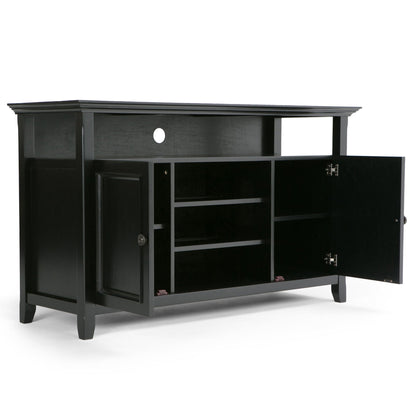 Solid wood TV stand with adjustable shelves, black finish by HouseOfZazla on Tampa Home & Garden Store
