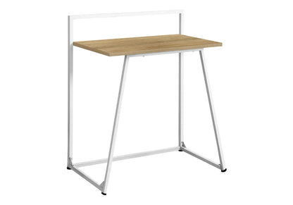 Computer desk with natural wood top and white metal frame, modern contemporary design on Tampa Home & Garden Store
