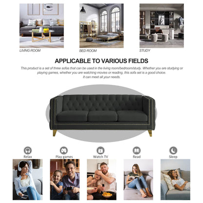 Modern Button Tufted Sofa With Nailhead Trim