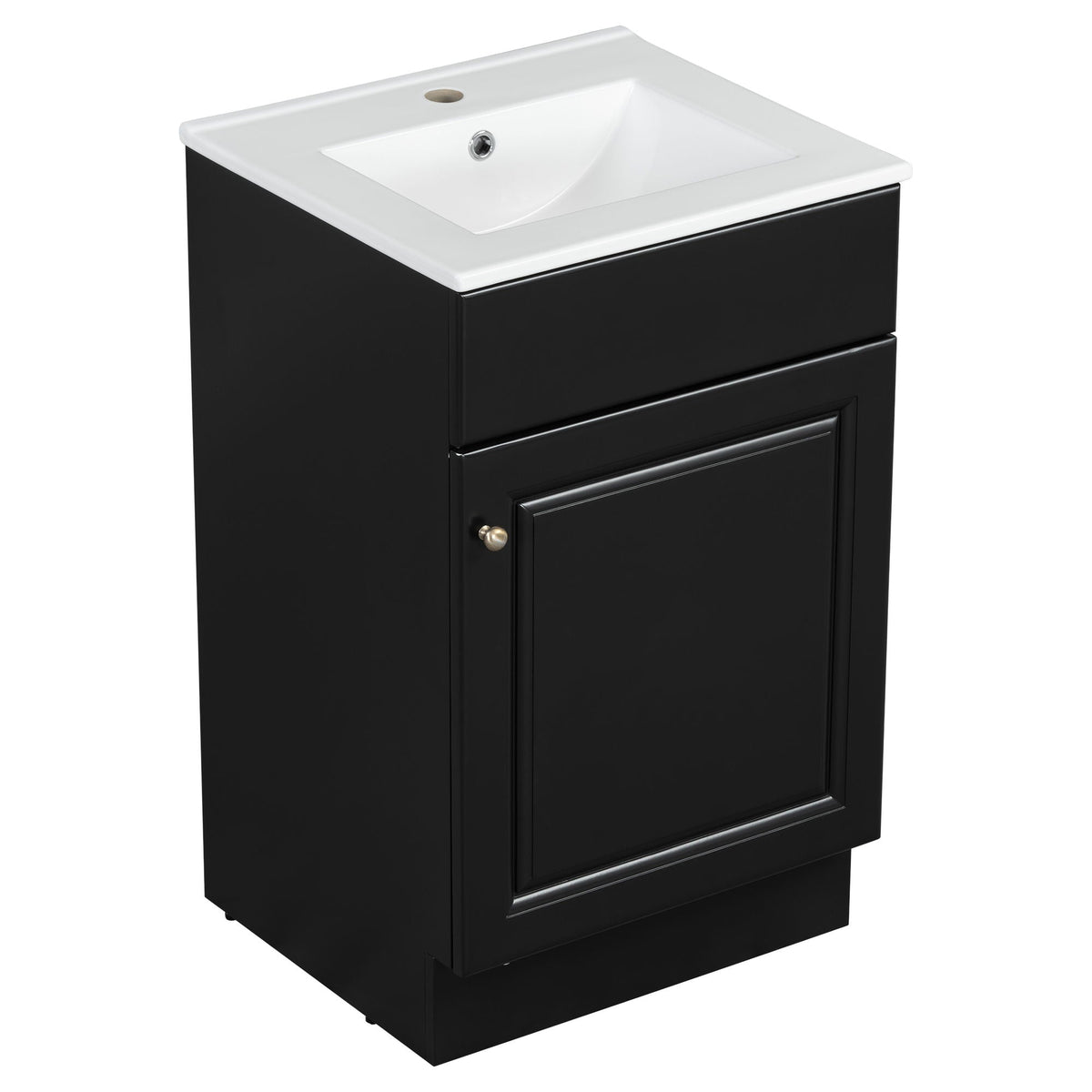 Bathroom vanity with sink, black cabinet, white basin, adjustable shelf on Tampa Home & Garden Store