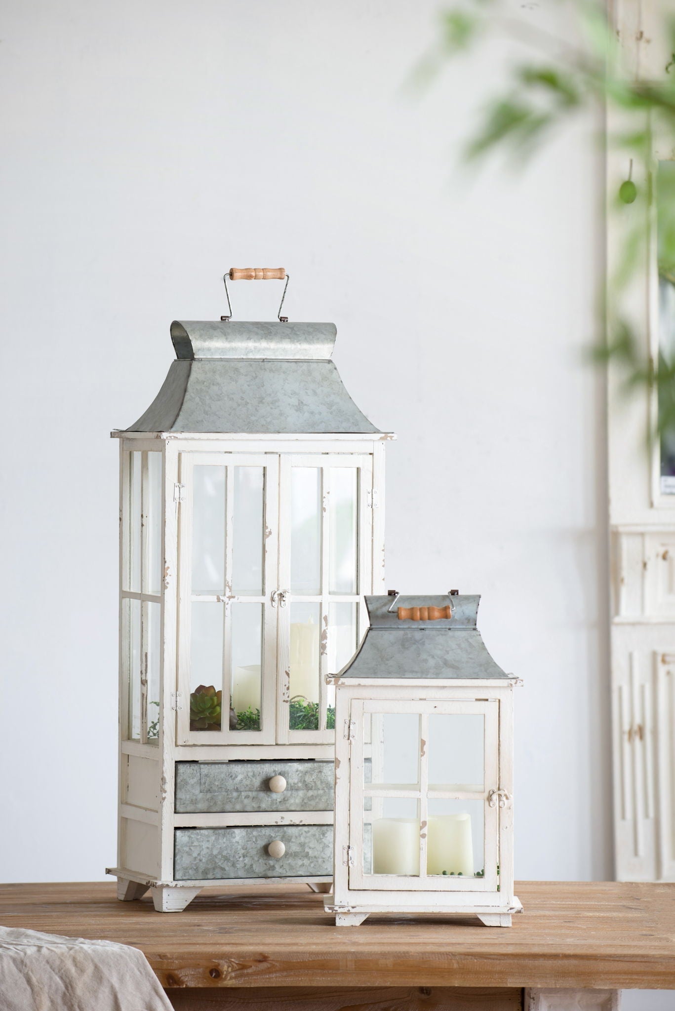 The Ivory Wooden Lantern For Indoor Or Outdoor