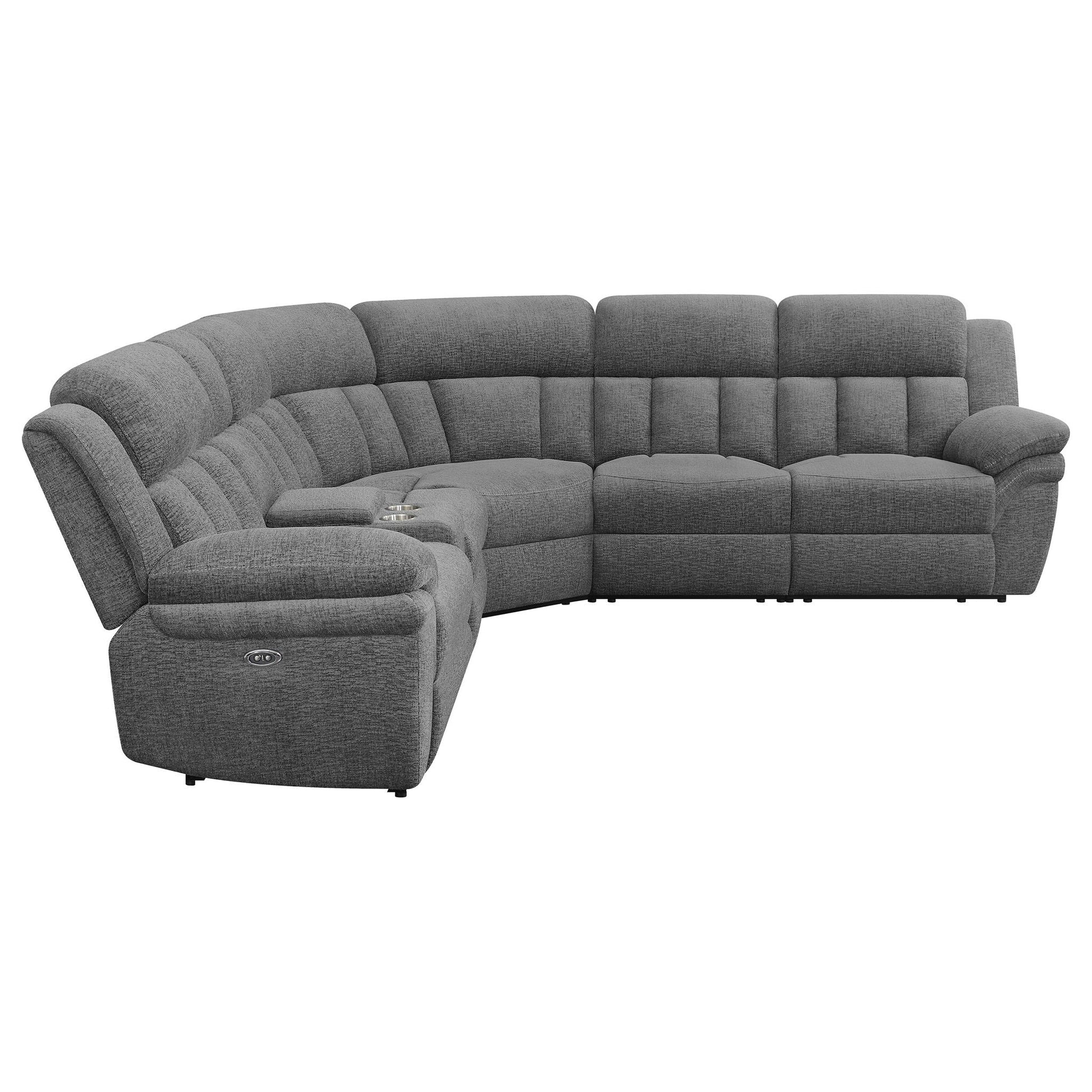Divine 6 Piece Reclining Sectional in gray fabric with cupholders by HouseOfZazla on Tampa Home & Garden Store