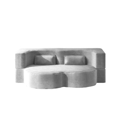 HouseOfZazla floor sofa in light gray ribbed fabric with two cushions on Tampa Home & Garden Store
