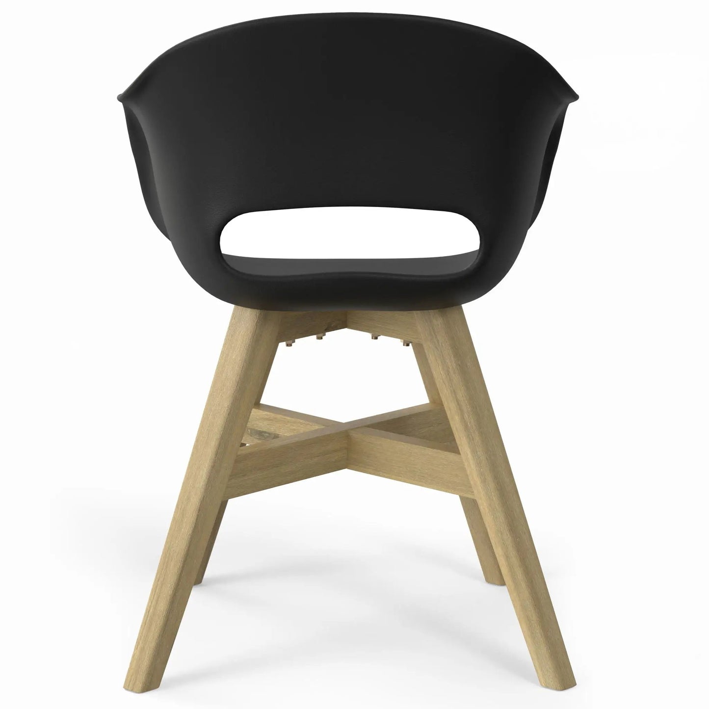 Kona outdoor dining chair in plastic, black with natural wood legs, set of 2 on Tampa Home & Garden Store