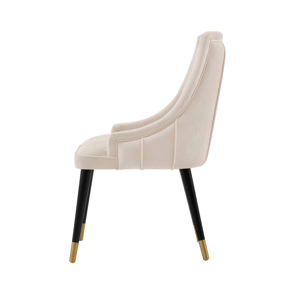 Eda dining chair with stitched beige upholstery, armchair on black legs on Tampa Home & Garden Store