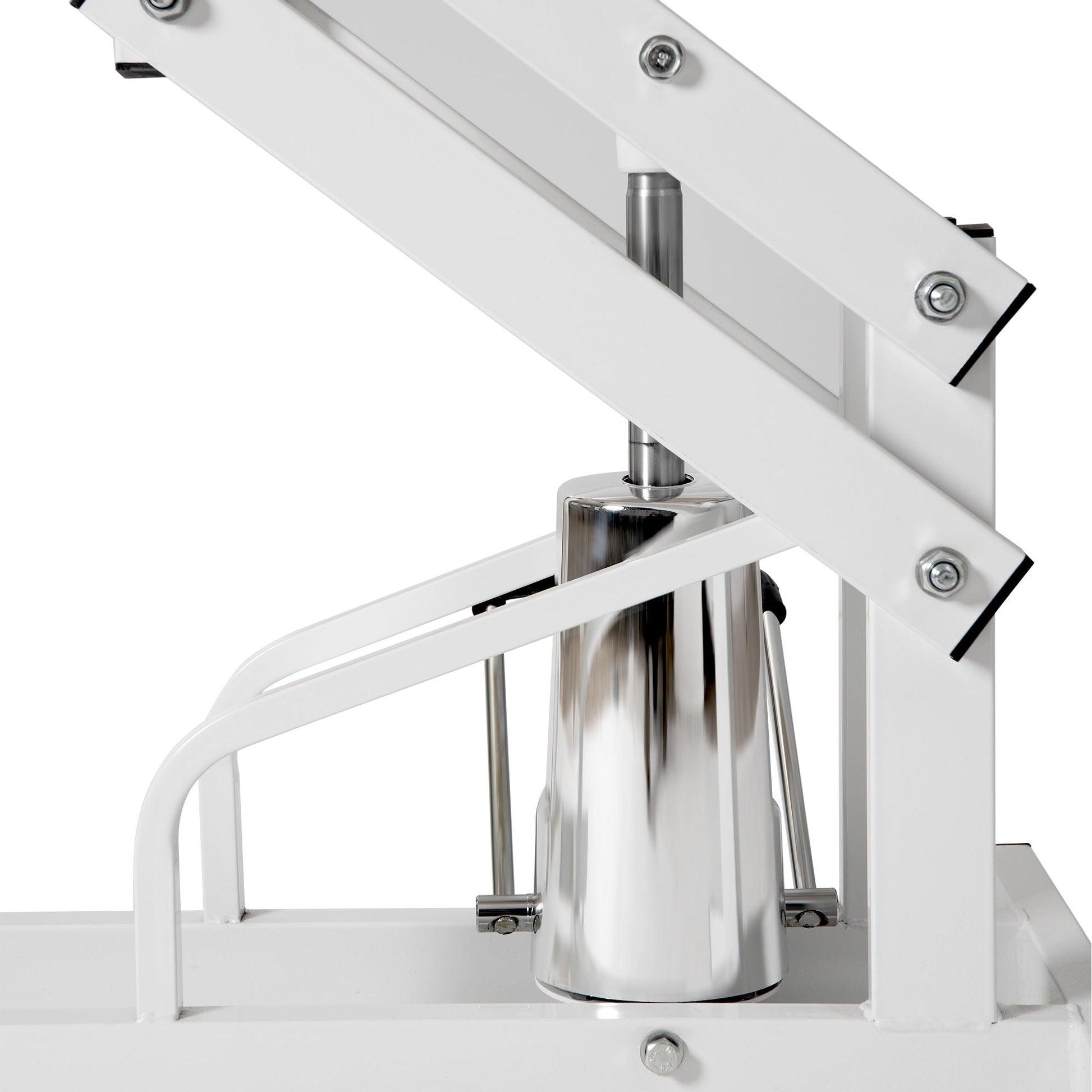 Hydraulic Pet Grooming Table with H Arm, white metal frame on Tampa Home & Garden Store