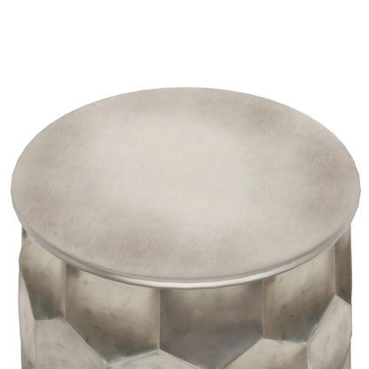 Whitney metal storage table with brushed finish and faceted base on Tampa Home & Garden Store