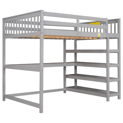 Loft bed with storage shelves and under-bed desk in gray metal by HouseOfZazla on Tampa Home & Garden Store