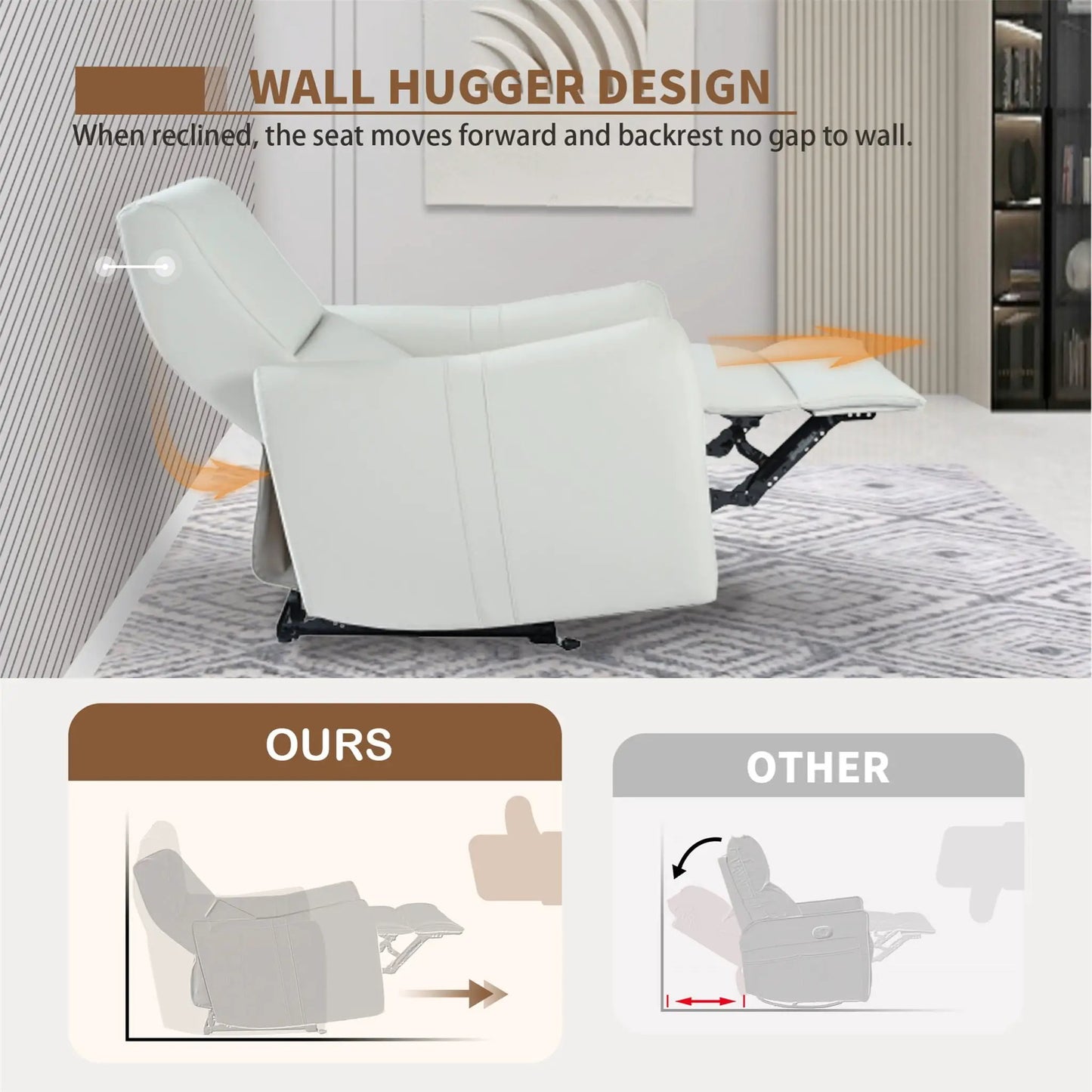 Wall Hugger Power Recliner Chair with USB Port