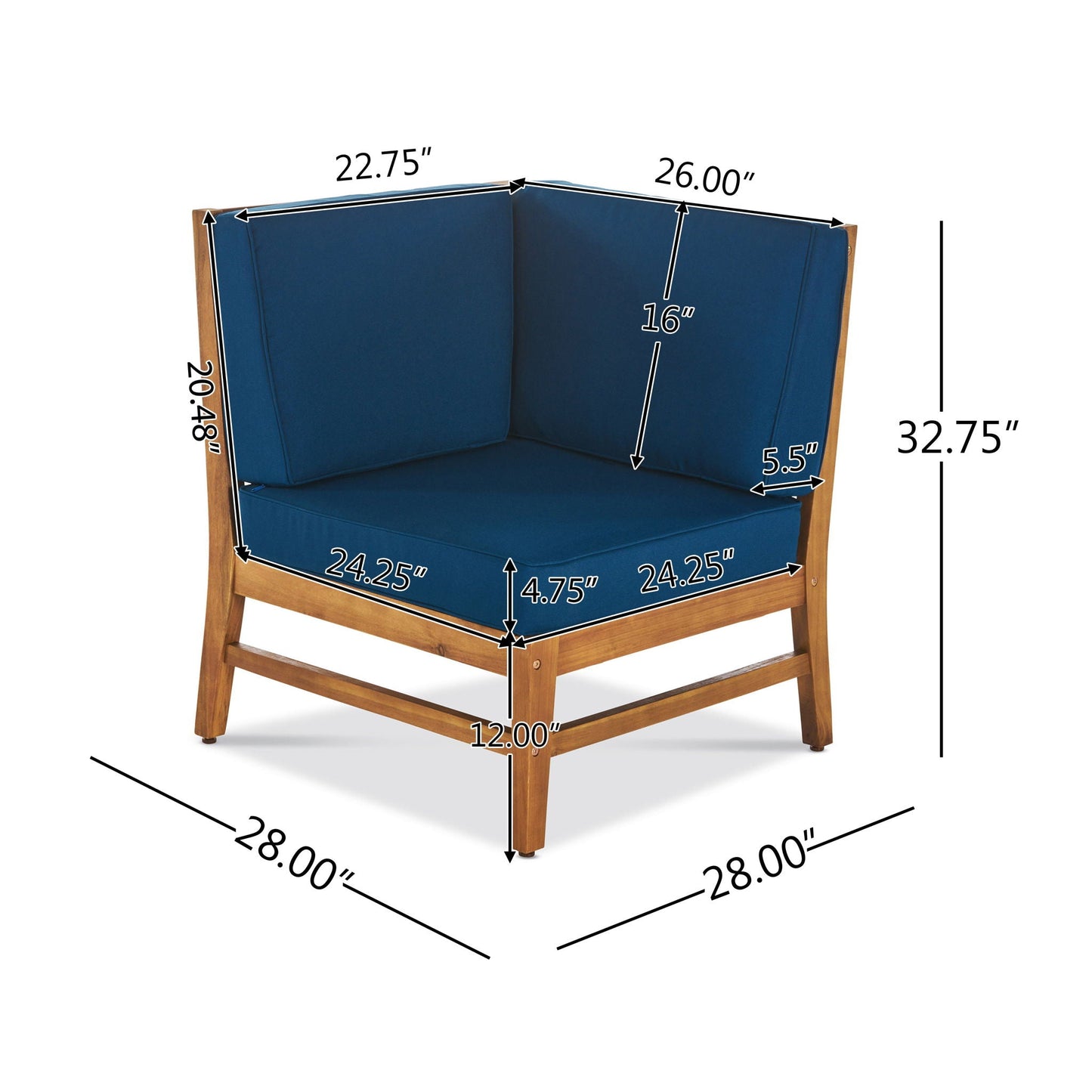 Perla 5 Pieces Outdoor Wood Patio Sofa Set