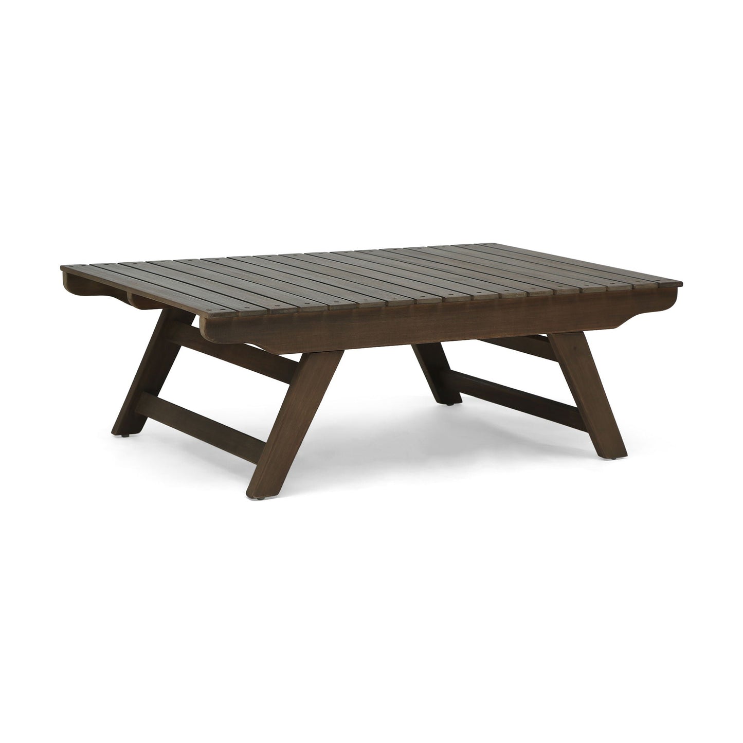 Outdoor Acacia Wood Coffee Table with Open Slat Design in dark brown, HouseOfZazla on Tampa Home & Garden Store