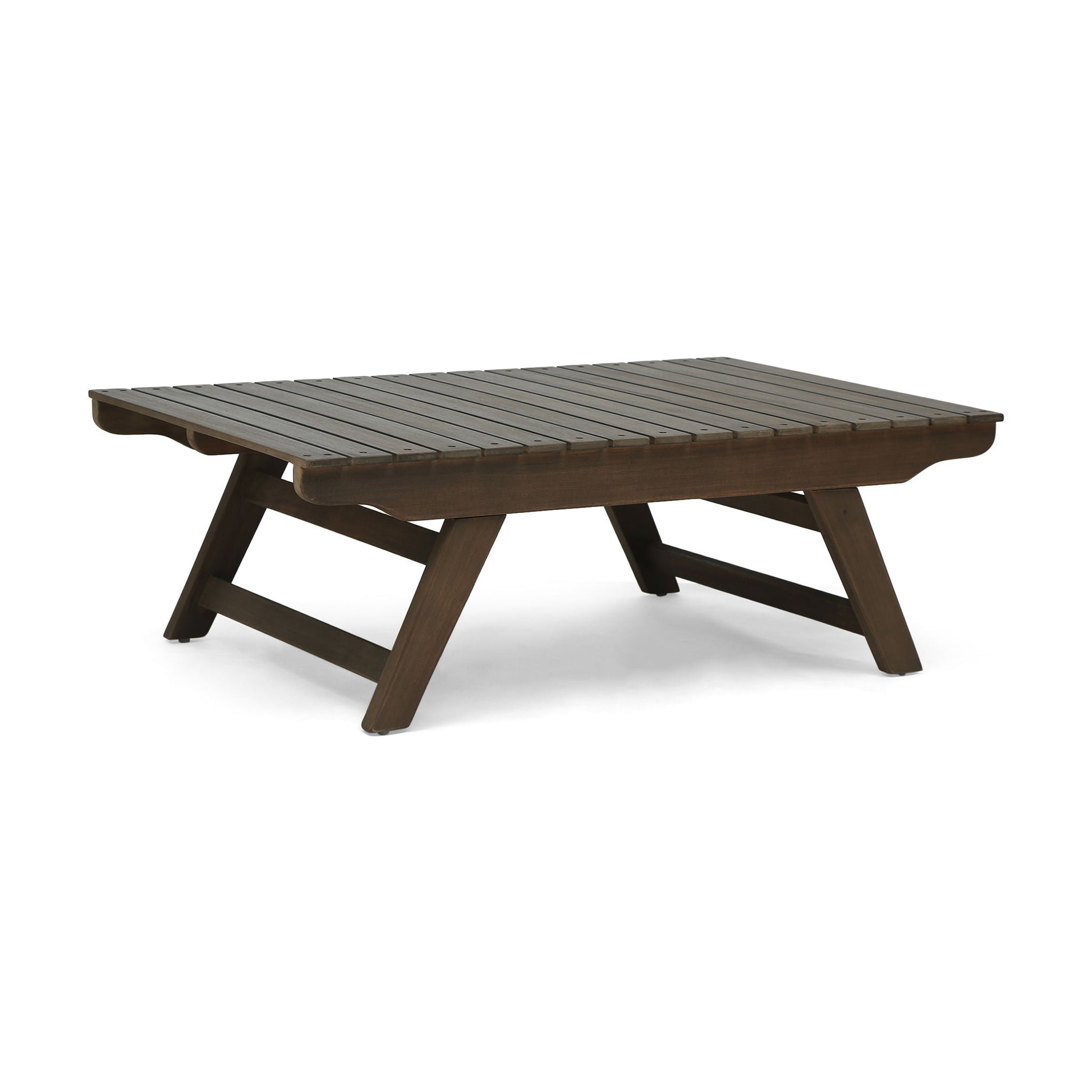 Outdoor Acacia Wood Coffee Table with Open Slat Design in dark brown, HouseOfZazla on Tampa Home & Garden Store