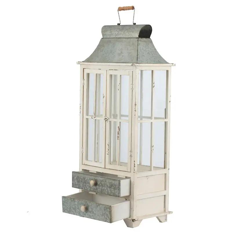 Wooden Lantern for Indoor and Outdoor Ivory Decor