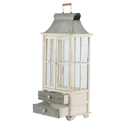 Wooden Lantern for Indoor and Outdoor Ivory Decor