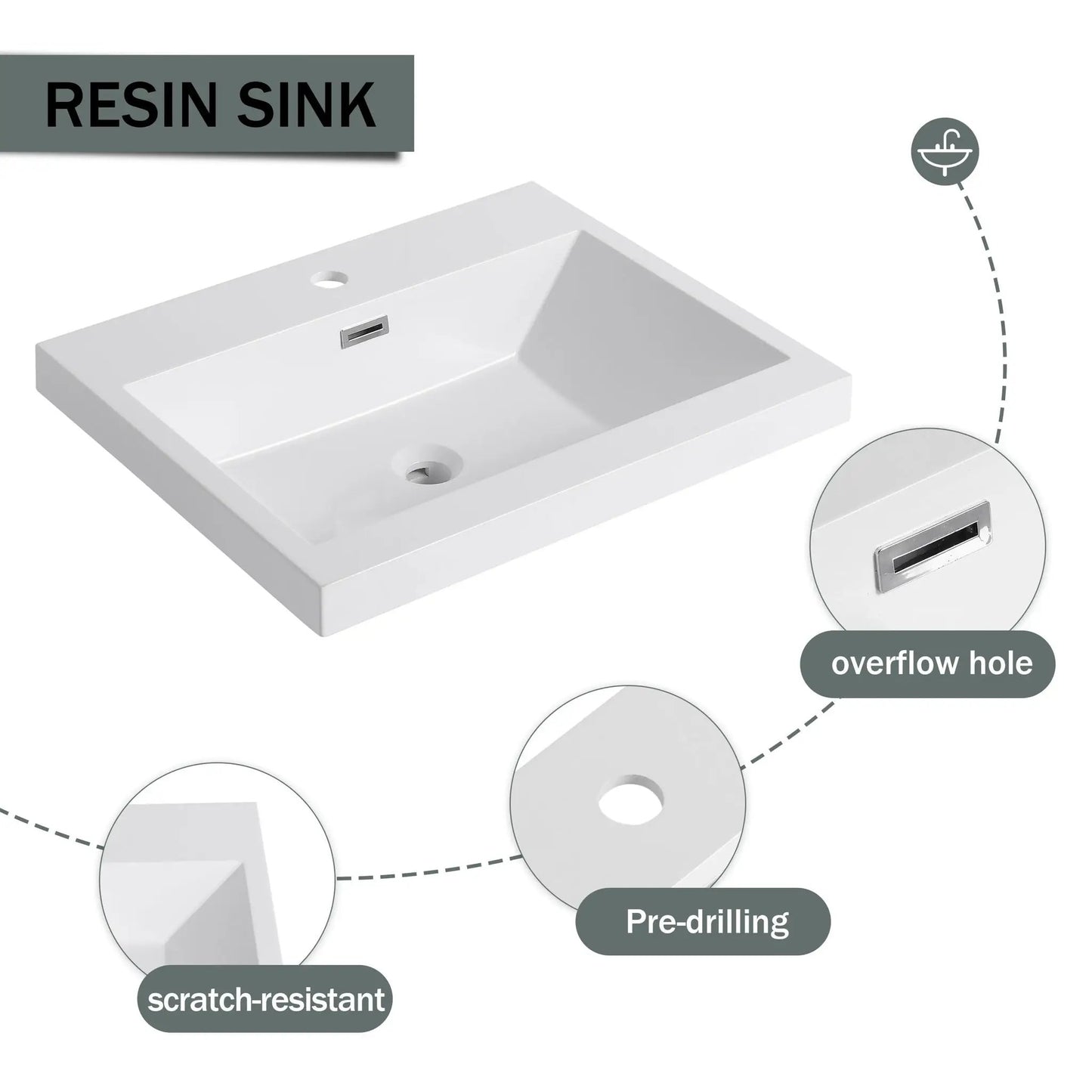 Modern Freestanding Vanity With Resin Sink