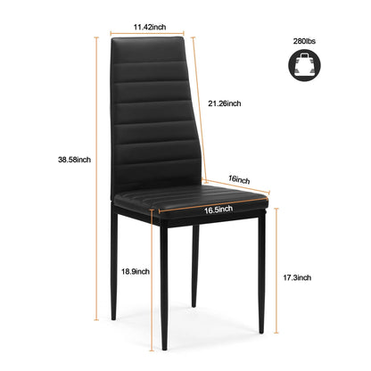 Dining Chairs Set of 4 in Black PU Leather