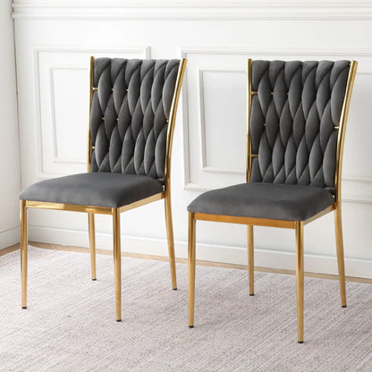 Modern Dining Chairs by Unique Piece Furniture tufted upholstery with gold frames pair on Tampa Home & Garden Store