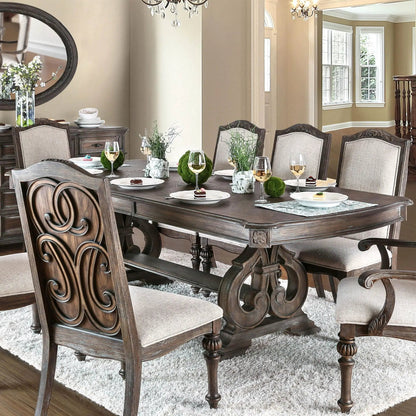 Rustic Dining Set Table and Upholstered Chairs