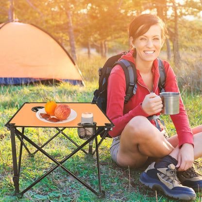 GemGear foldable camping table with orange top portable picnic desk 2 cup holders carrying bag on Tampa Home & Garden Store