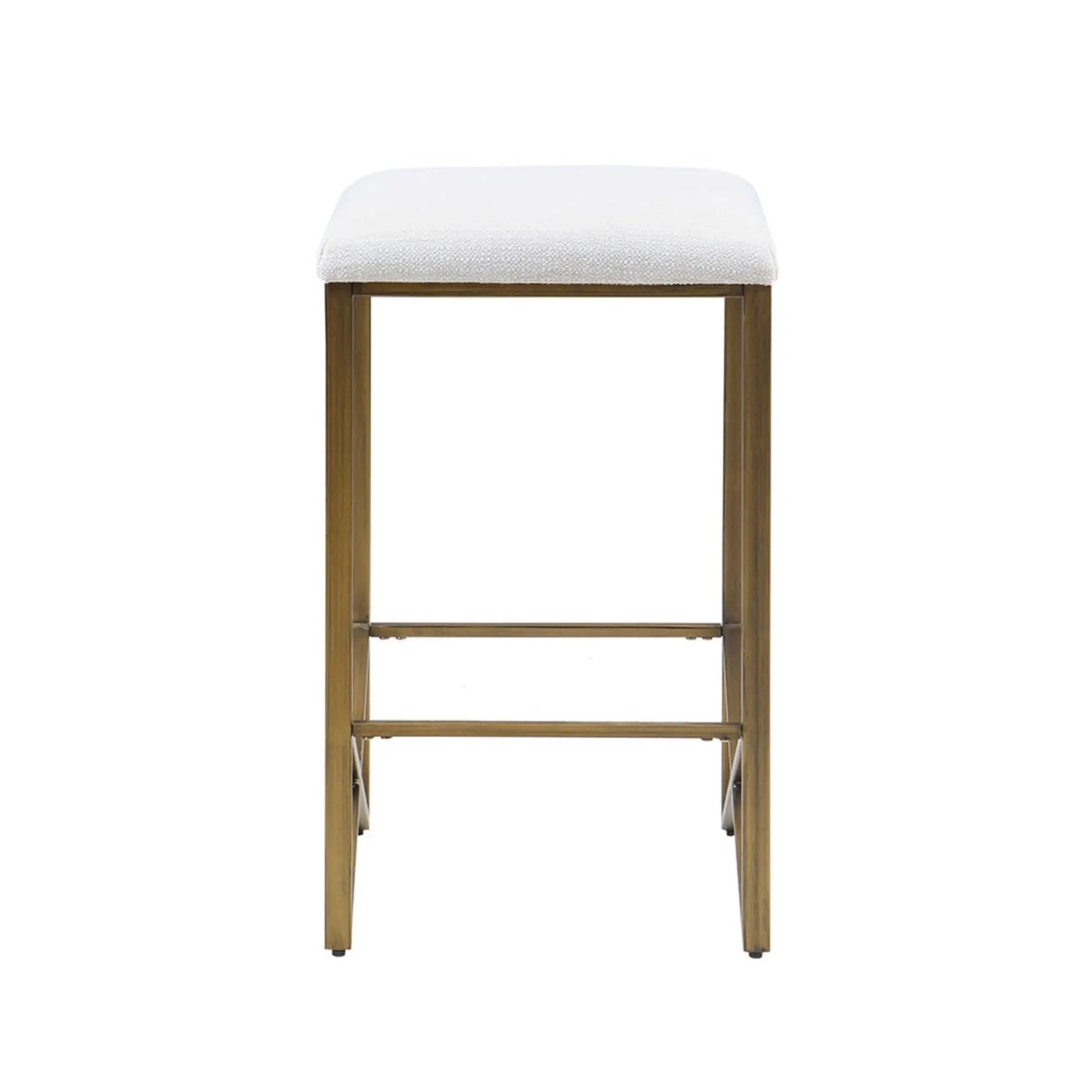 Backless Counter Stool with Padded Seat Ivory