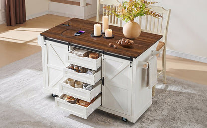 72 Inch Farmhouse Kitchen Island and Storage