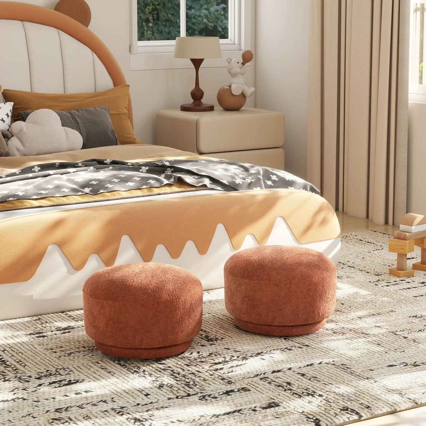 Fuji Mushroom Footstool Ottoman by Unique Piece Furniture terracotta ottomans set 3 on Tampa Home & Garden Store