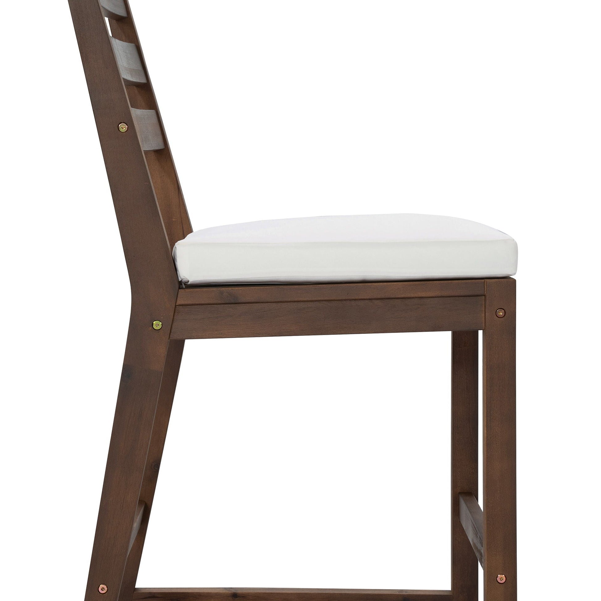 Patio bar chair HouseOfZazla with dark wood frame and white cushion on Tampa Home & Garden Store