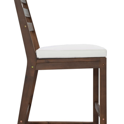 Patio bar chair HouseOfZazla with dark wood frame and white cushion on Tampa Home & Garden Store