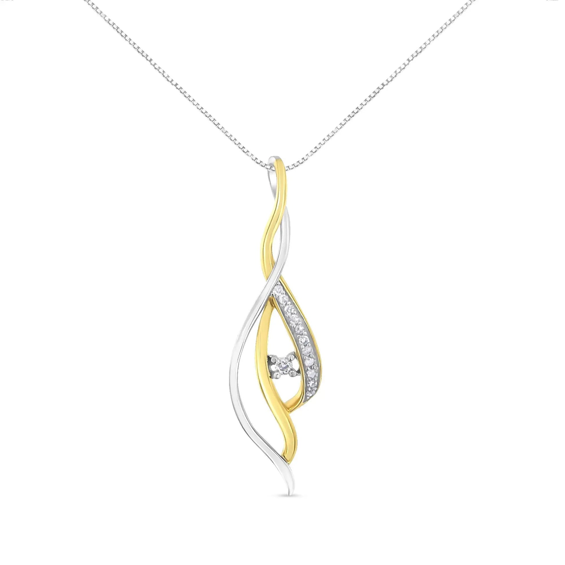 Espira 10K two-tone gold diamond cascade pendant necklace with teardrop design and pave diamonds on Tampa Home & Garden Store