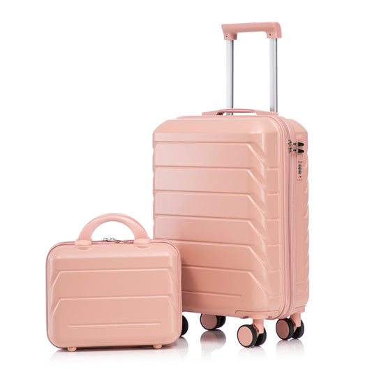 2-Piece ABS Spinner Luggage Set blush pink with combo lock; large suitcase & carry-on on Tampa Home & Garden Store