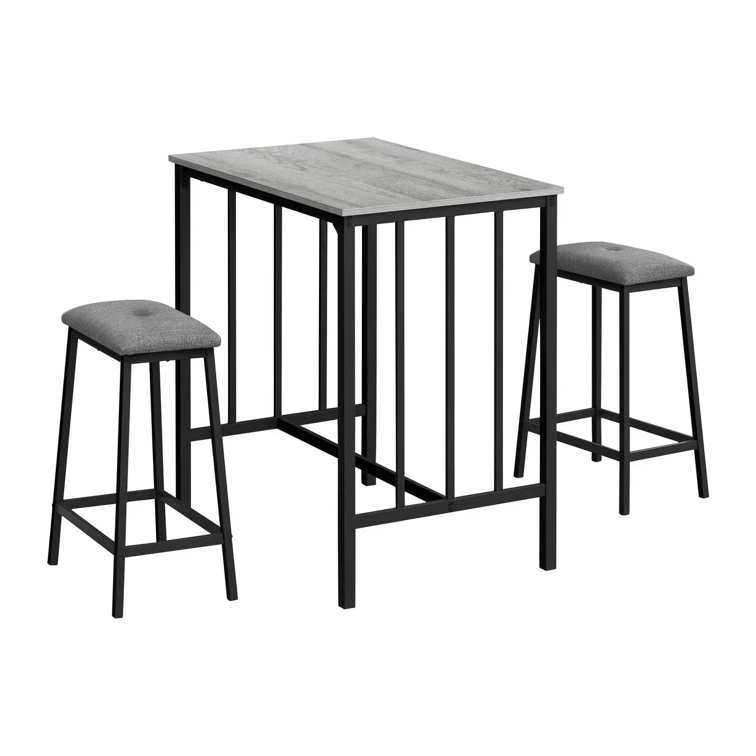3-Piece Counter-Height Dining Set with gray wood-look top and black metal frame, includes 2 stools on Tampa Home & Garden Store