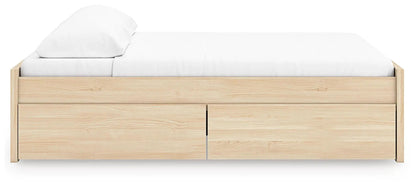 Onita Platform Bed in natural oak with 2 large front drawers and a solid wood frame on Tampa Home & Garden Store