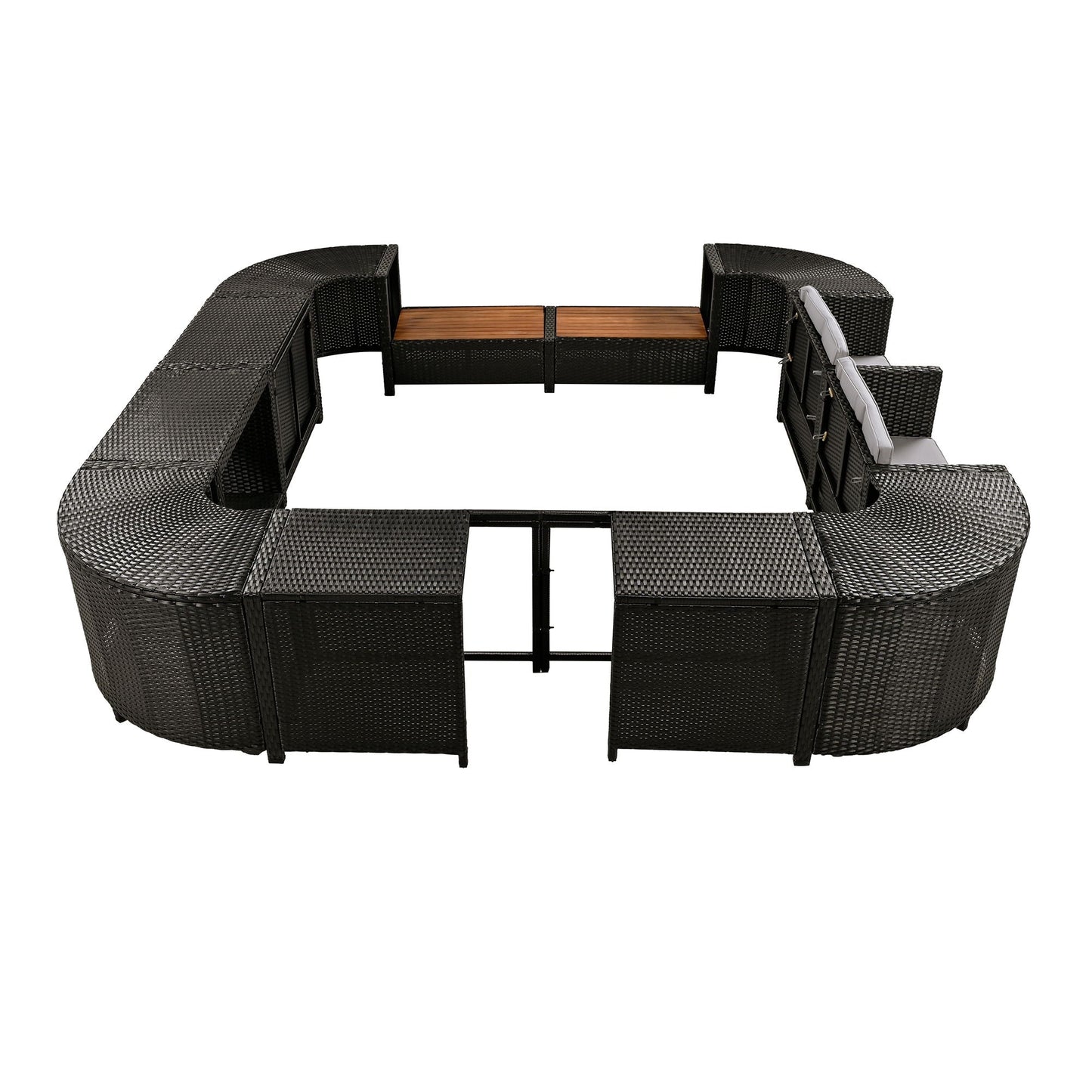 Outdoor Rattan Spa Frame and Modular Storage Seat