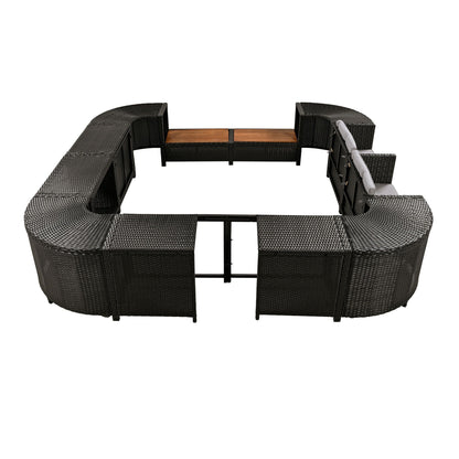 Outdoor Rattan Spa Frame and Modular Storage Seat