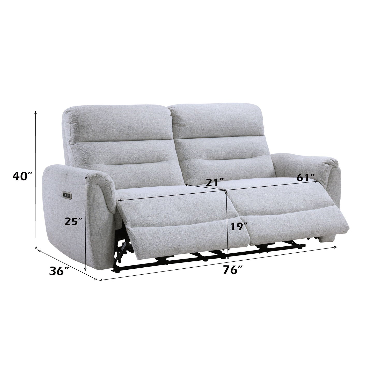 Eastre Power Motion Sofa with USB Port Gray