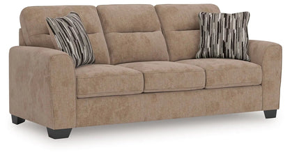 Olten sofa, beige fabric upholstery, 3-seat sofa with striped pillows by Unique Piece Furniture on Tampa Home & Garden Store