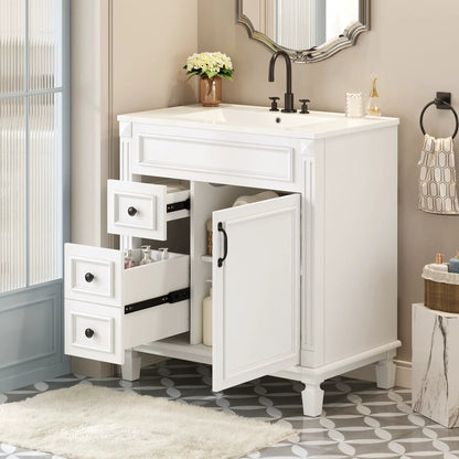 Bathroom Vanity With Sink and Cabinet Two Drawers