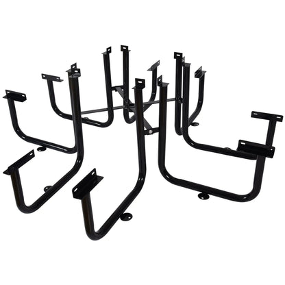 Square outdoor steel picnic table base with umbrella pole posts, black powder-coated finish on Tampa Home & Garden Store