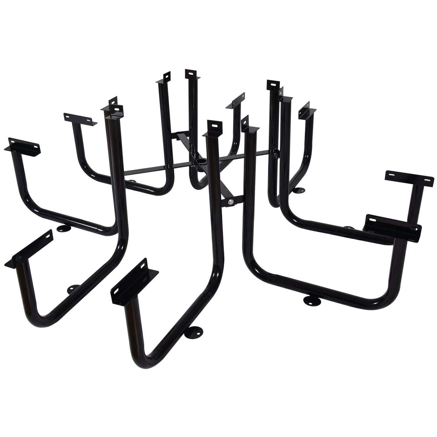 Square Outdoor Steel Picnic Table with Umbrella