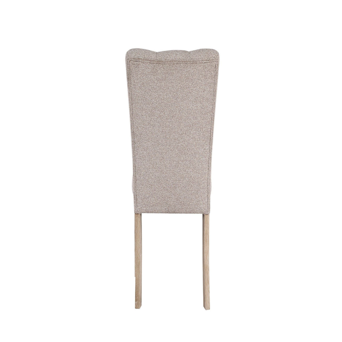 Beige dining chair with Chanel pleat back, upholstered fabric, light wood legs on Tampa Home & Garden Store