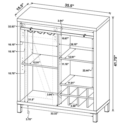 Arcata Oak sliding door bar cabinet by HouseOfZazla, wine cabinet with bottle rack on Tampa Home & Garden Store