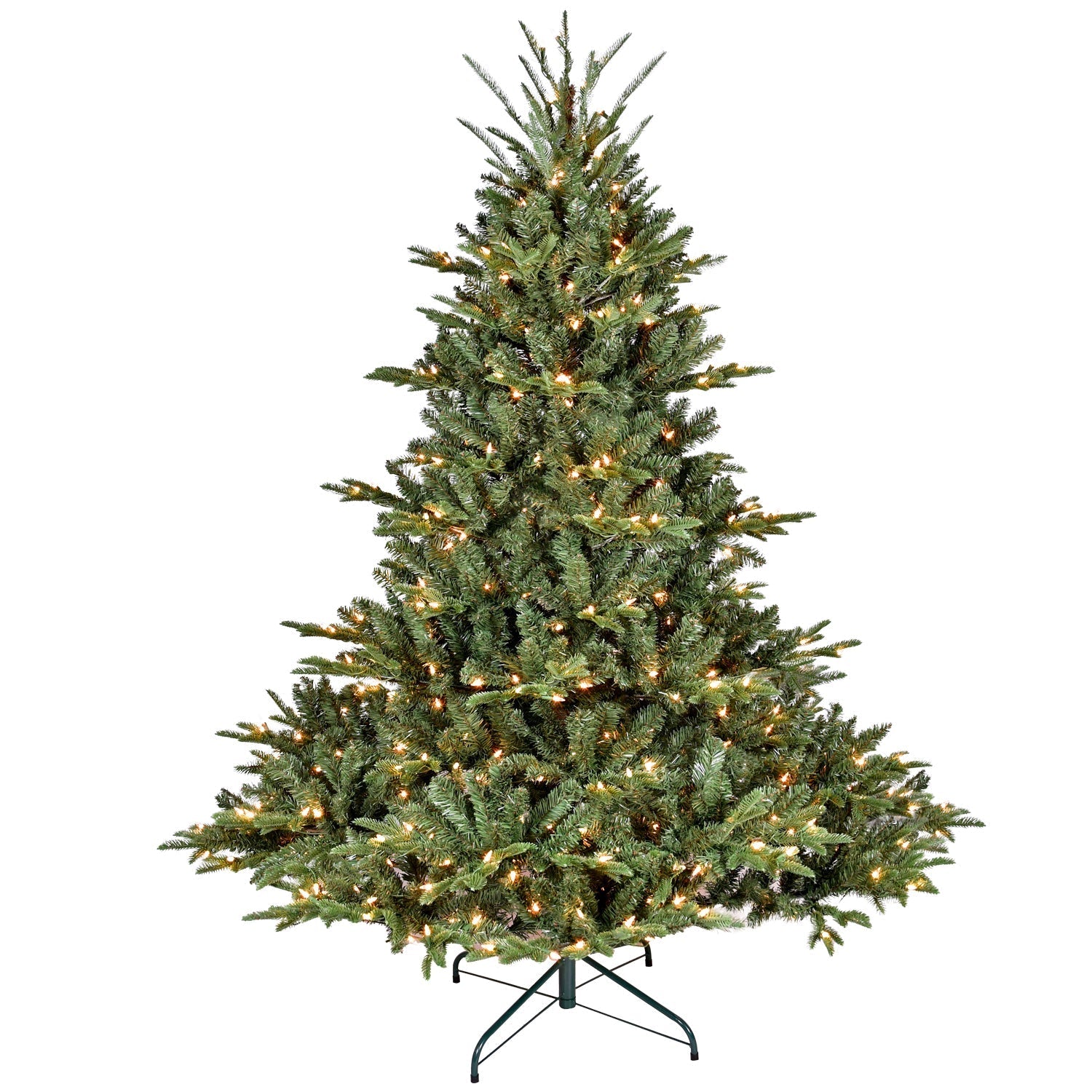 5FT Full-Bodied Pre-Lit Evergreen Christmas Tree HouseOfZazla with warm LEDs on metal stand on Tampa Home & Garden Store