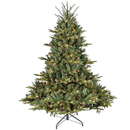 5FT Full-Bodied Pre-Lit Evergreen Christmas Tree HouseOfZazla with warm LEDs on metal stand on Tampa Home & Garden Store