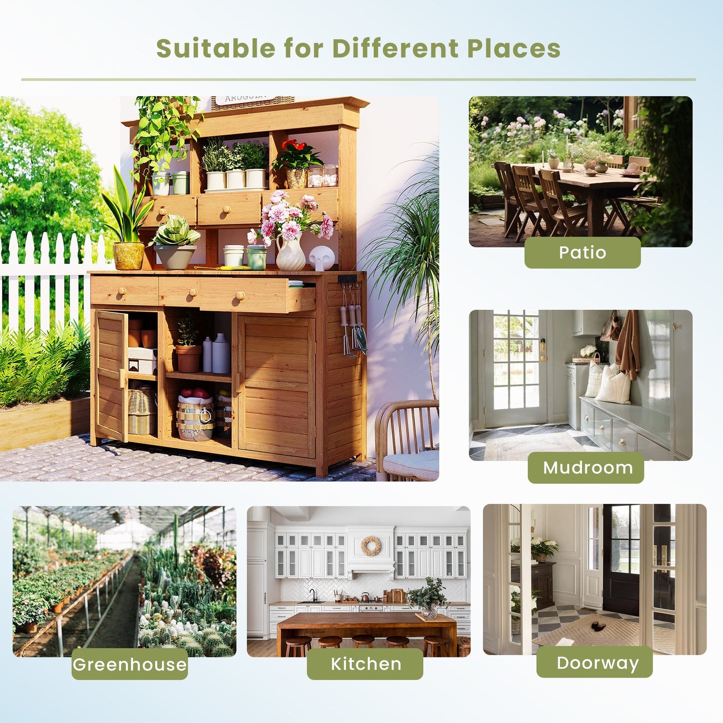TopMax 65.7in tall wooden potting bench with hutch garden workstation by HouseOfZazla on Tampa Home & Garden Store