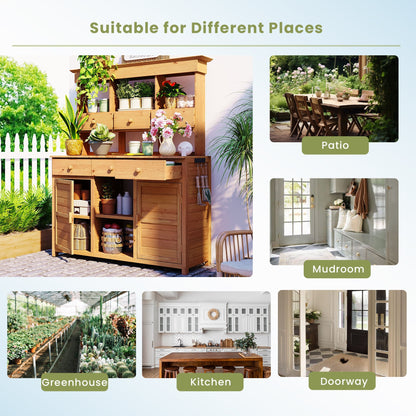 TopMax 65.7in tall wooden potting bench with hutch garden workstation by HouseOfZazla on Tampa Home & Garden Store
