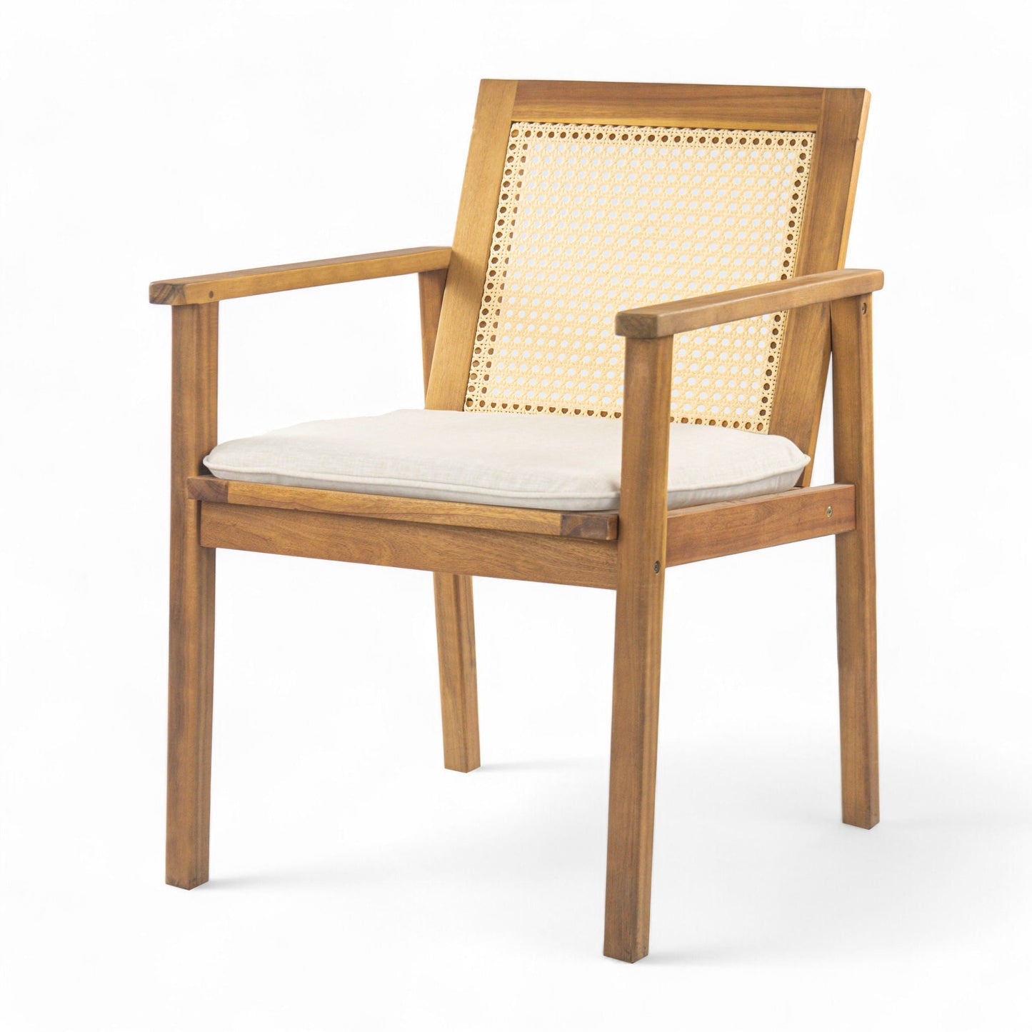 Preston Outdoor Dining Chair With Teak and Beige