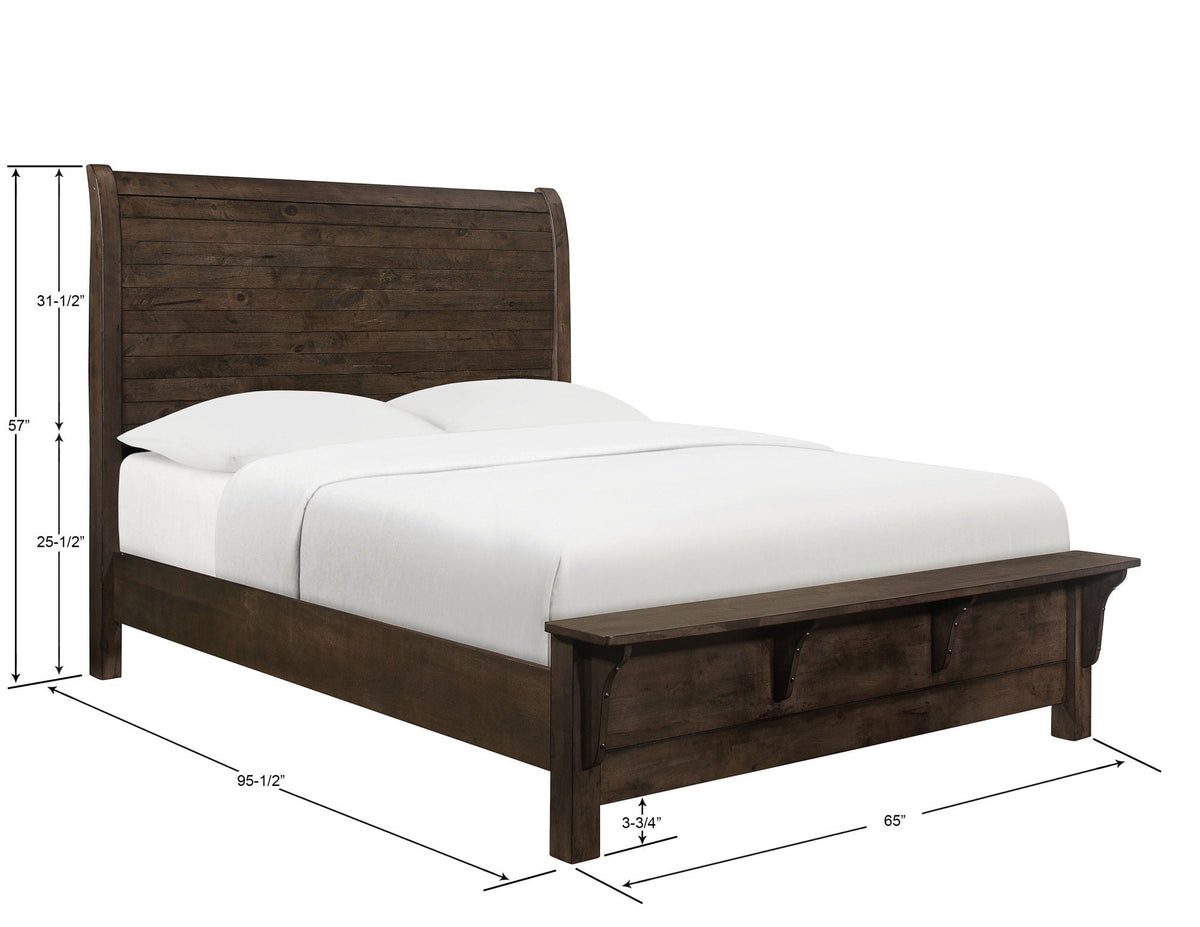 Verna Rustic Ash Sleigh Bed for Home Decor