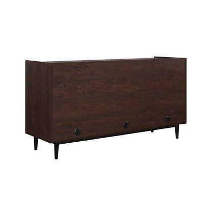 Fluted sideboard with adjustable storage in dark walnut finish with mid-century legs on Tampa Home & Garden Store