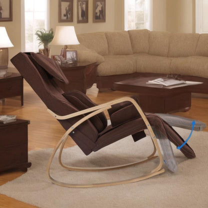 Reclining rocking chair in brown cotton fabric with full massage function by HouseOfZazla on Tampa Home & Garden Store