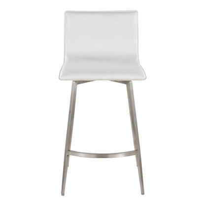 Mara upholstered counter stool with swivel white set of 2 chrome legs by HouseOfZazla on Tampa Home & Garden Store